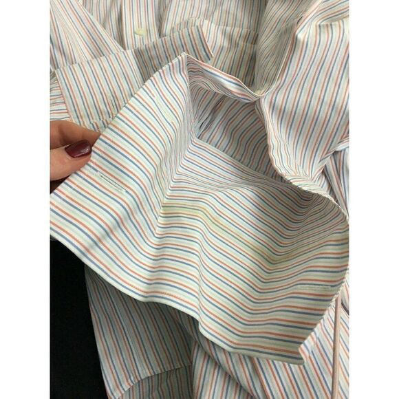 brooks brothers Mens Blue White Striped Long Sleeve Dress Shirt 15 1/2 32 Large - Picture 4 of 5